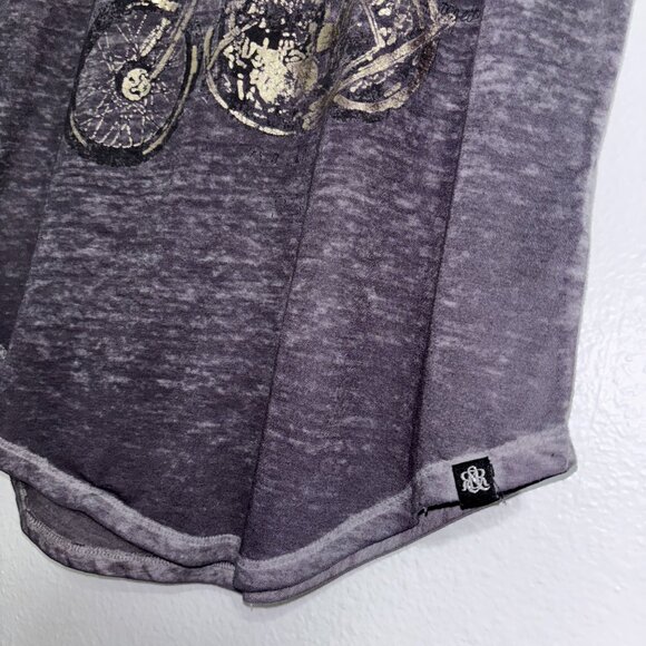 Rock & Republic Rider Spirit Graphic Tee Gray Sheer Burnout Top Wings M - Picture 4 of 10